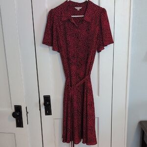 Nannette Red and Black Midi Dress